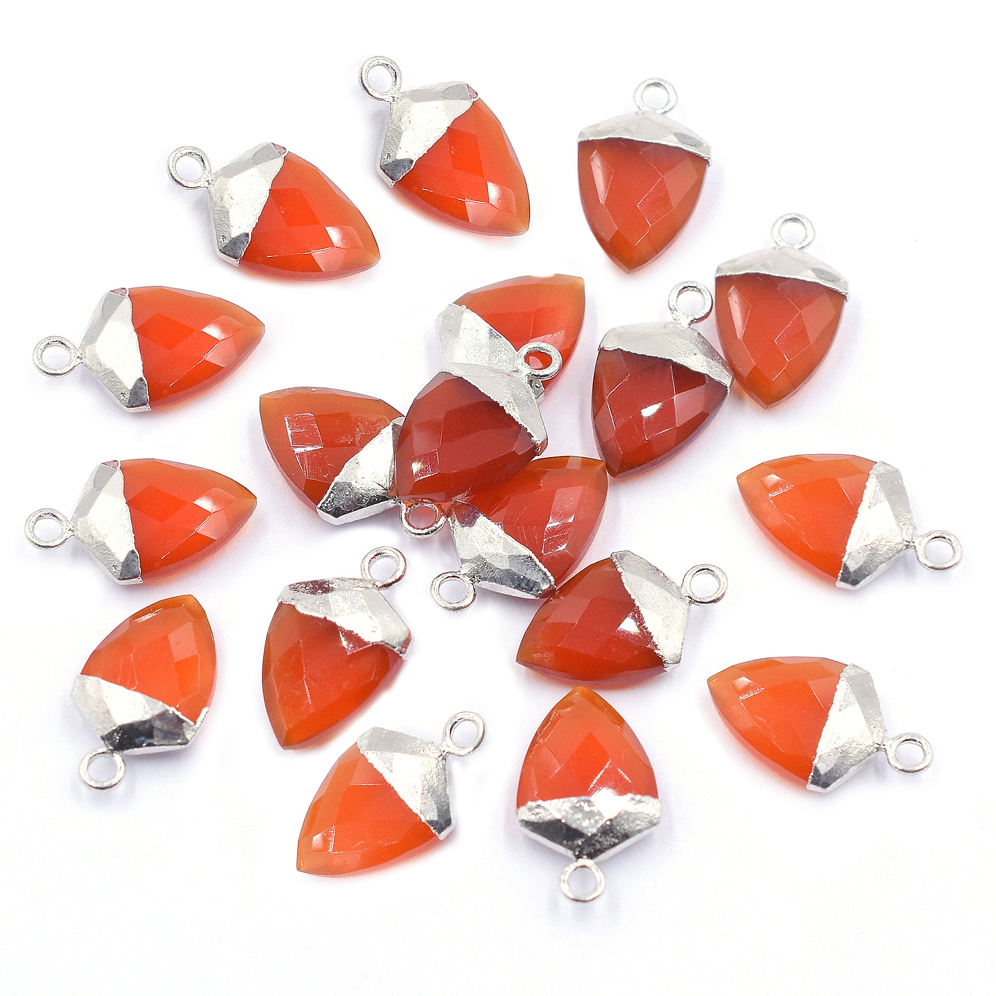 Red Onyx Shield Shape 13 x 10 MM Silver Electroplated Pendant ( Set Of 2 Pcs)