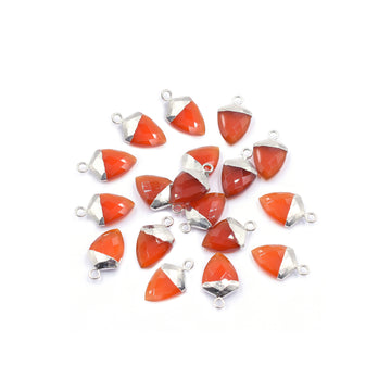 Red Onyx Shield Shape 13 x 10 MM Silver Electroplated Pendant ( Set Of 2 Pcs)