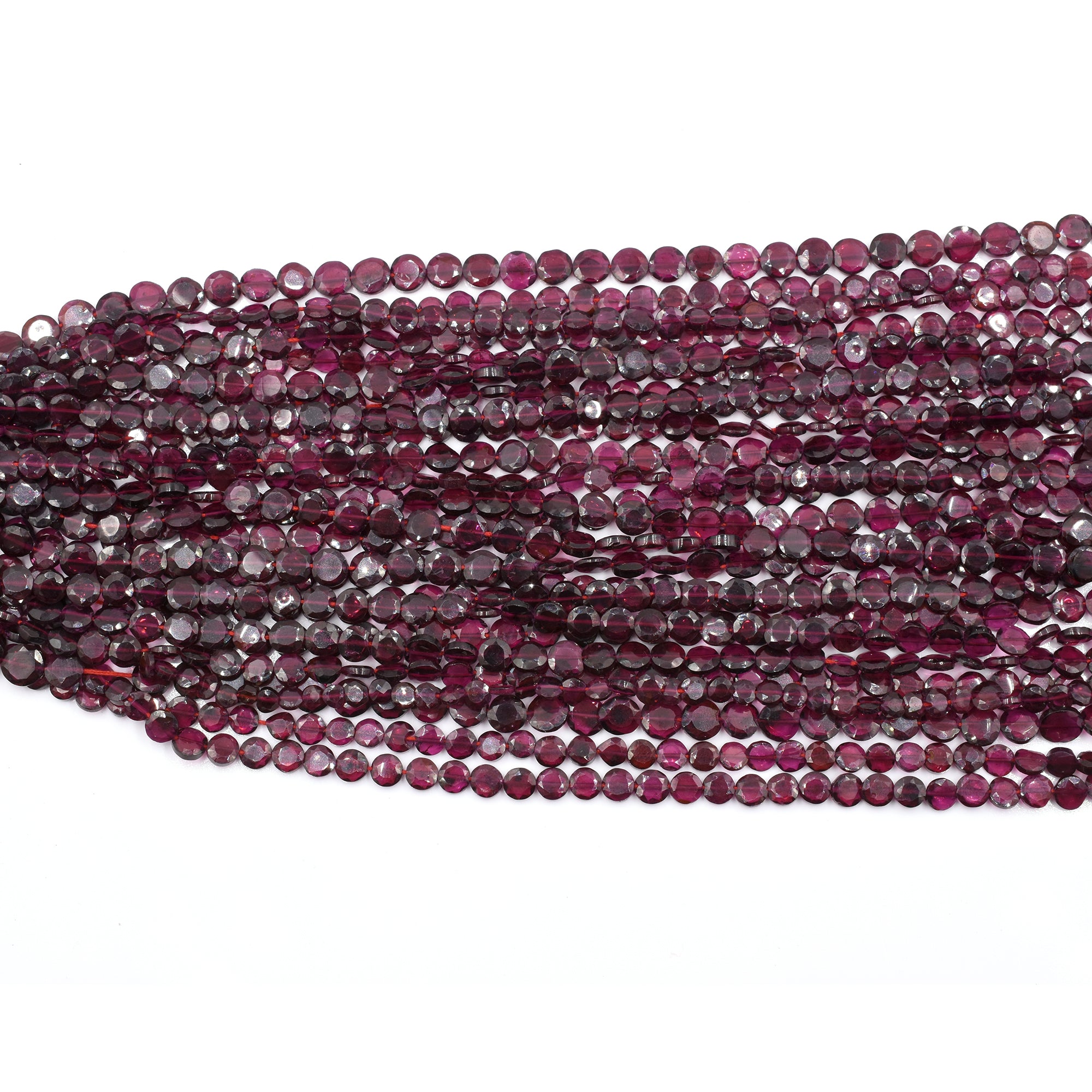 Rhodolite Garnet Gemstone Coin Beads
