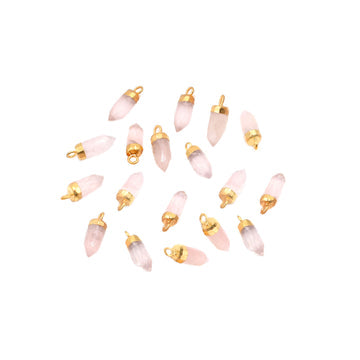 Rose Quartz Bullet Pendant Gold Electroplated

