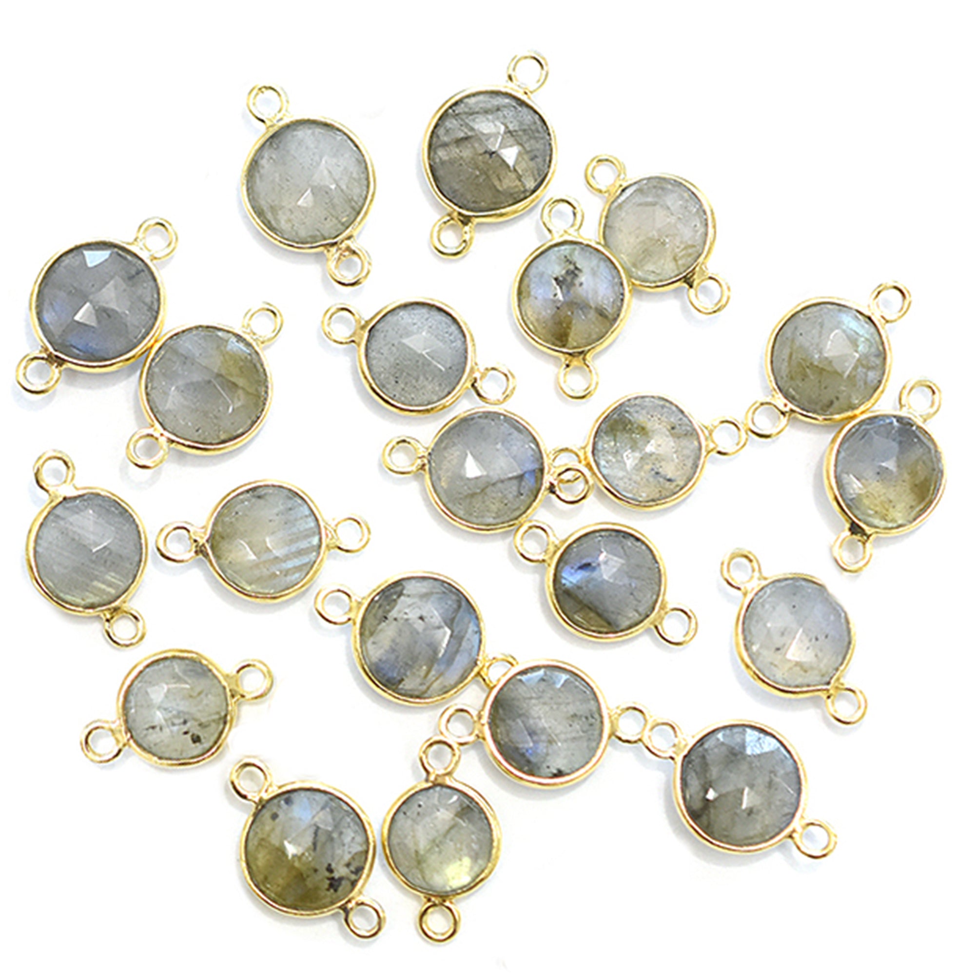 Round labradorite stone jewelry connector