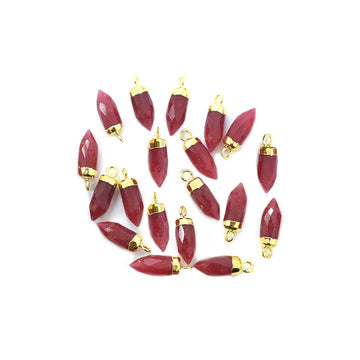 Ruby Quartz Bullet Pendant Set Gold Electroplated

