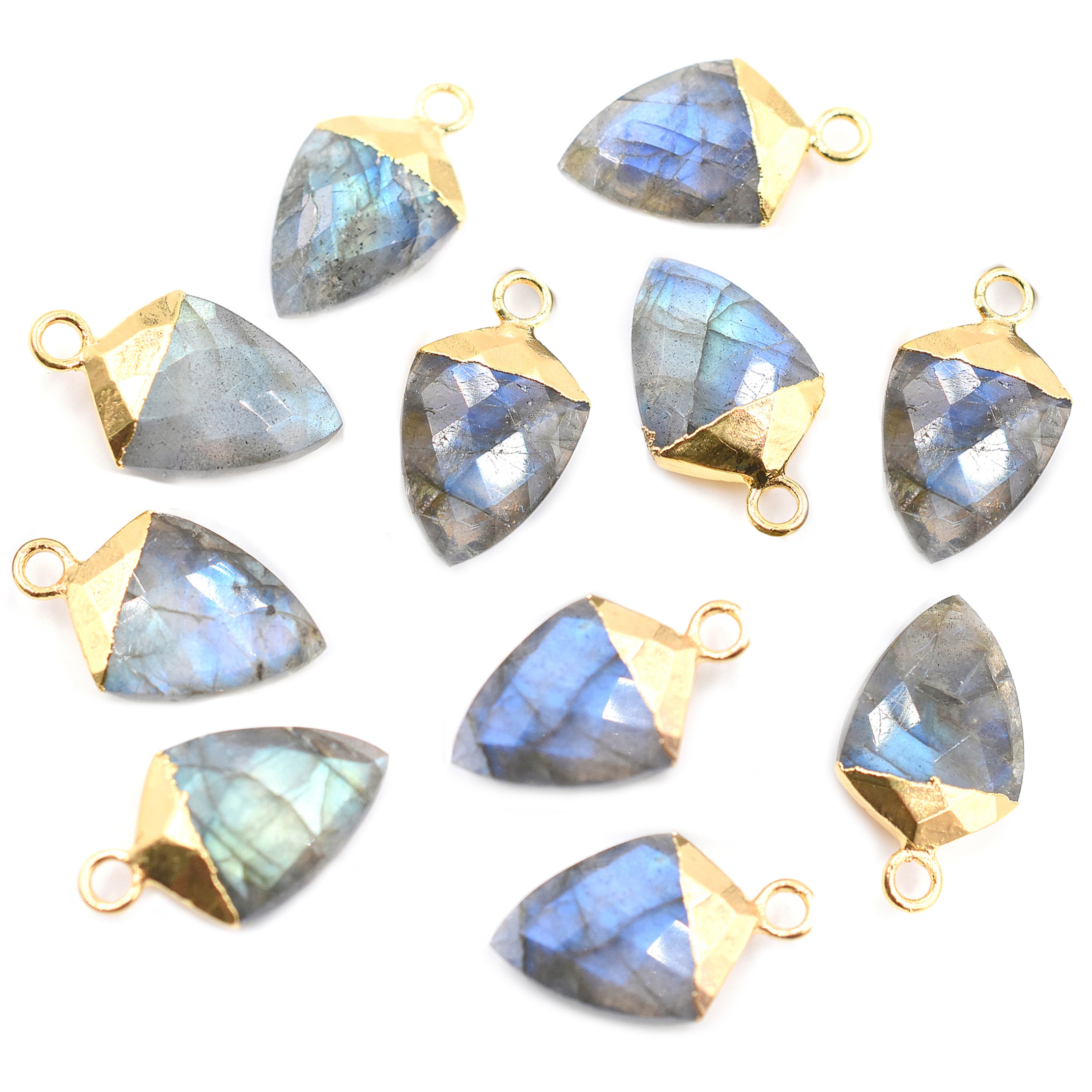 Shield Gold Plated Pendant Labradorite