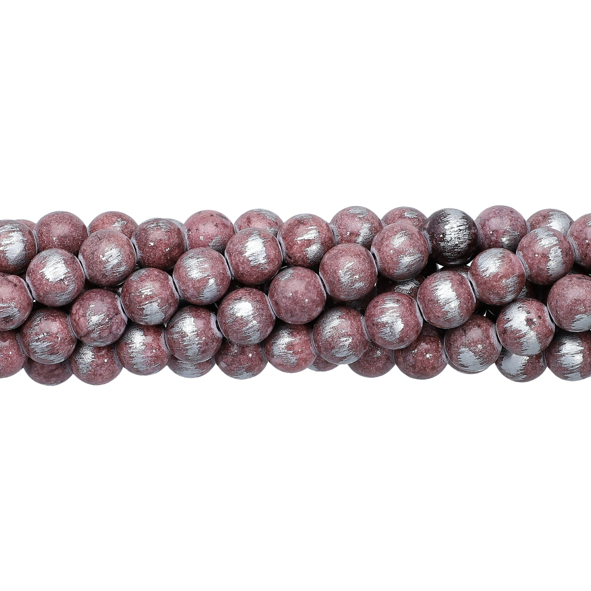 8 MM Silver Leafed Jade Smooth Round Beads 15 Inches Strand