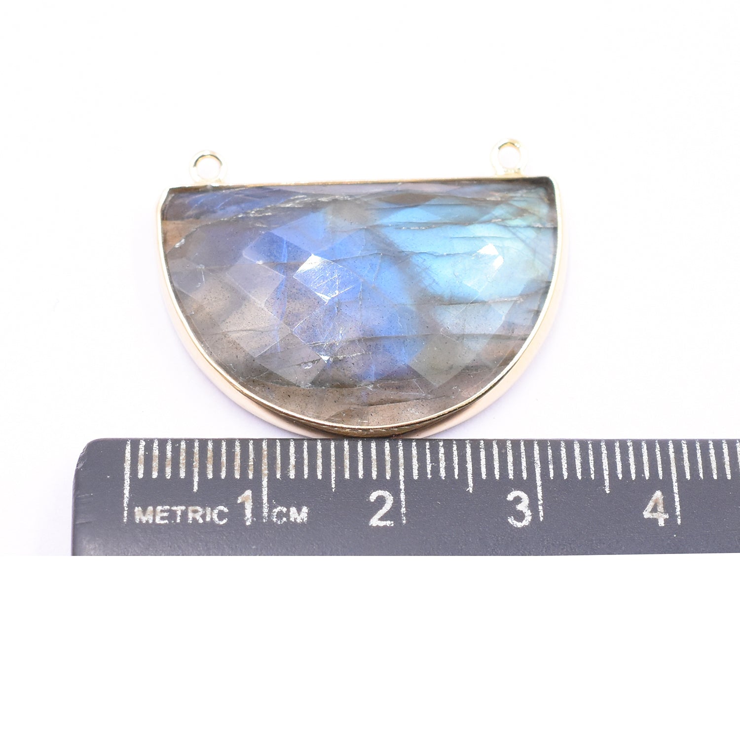 Silver vermeil labradorite half round shape pendant