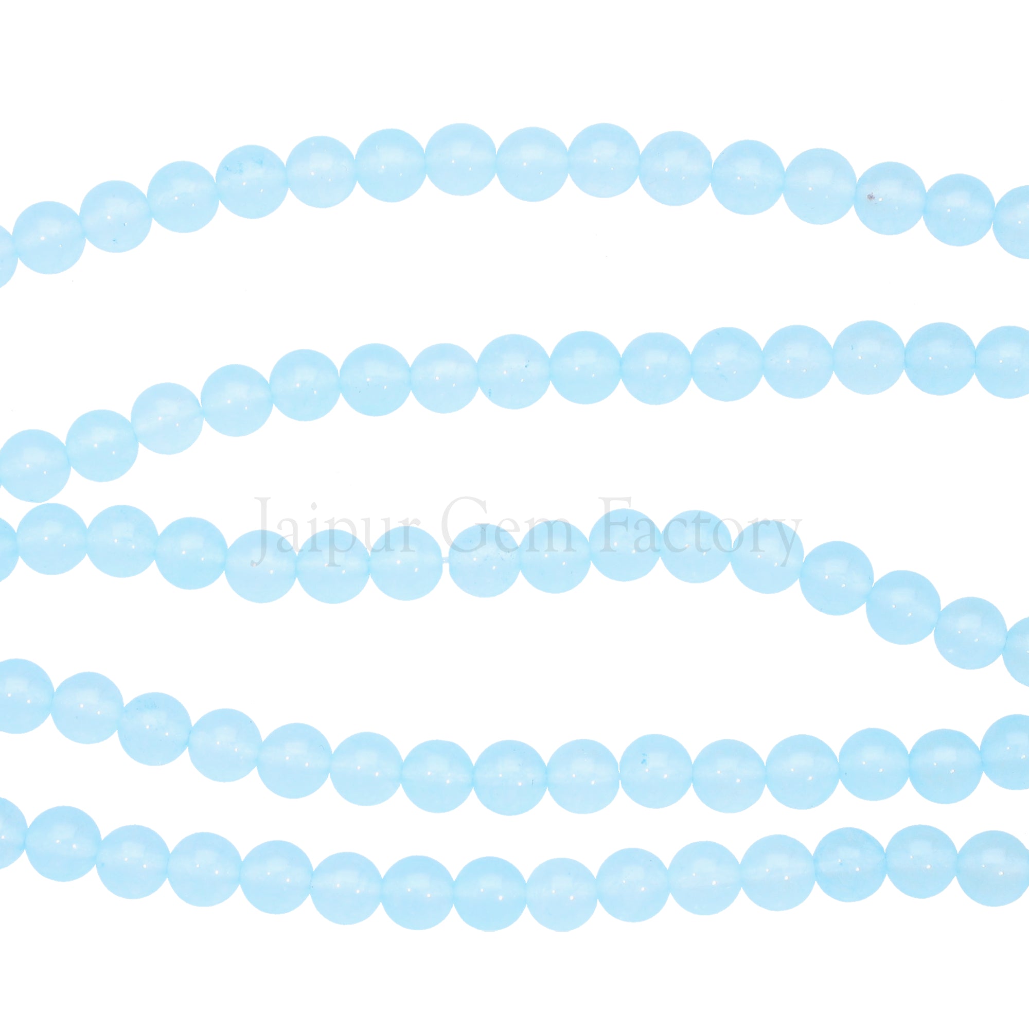 6 MM Sky Blue Jade Smooth Round Beads 15 Inches Strand