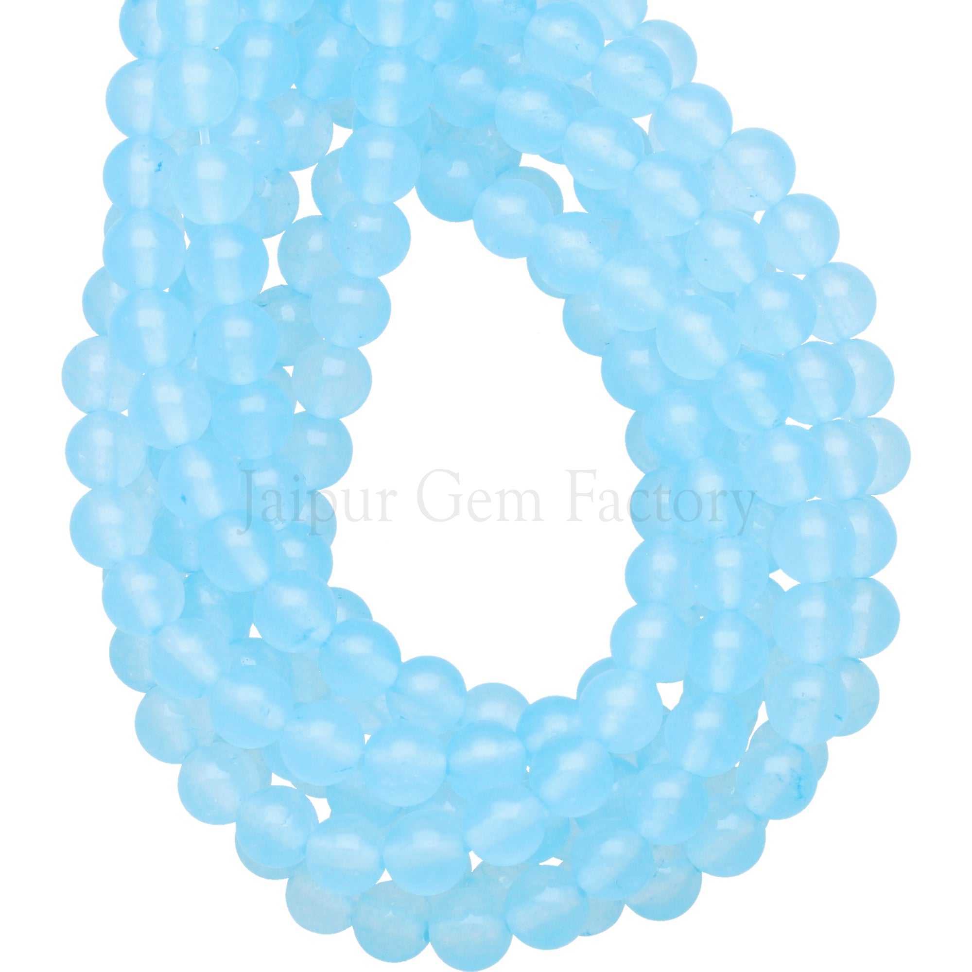 6 MM Sky Blue Jade Smooth Round Beads 15 Inches Strand