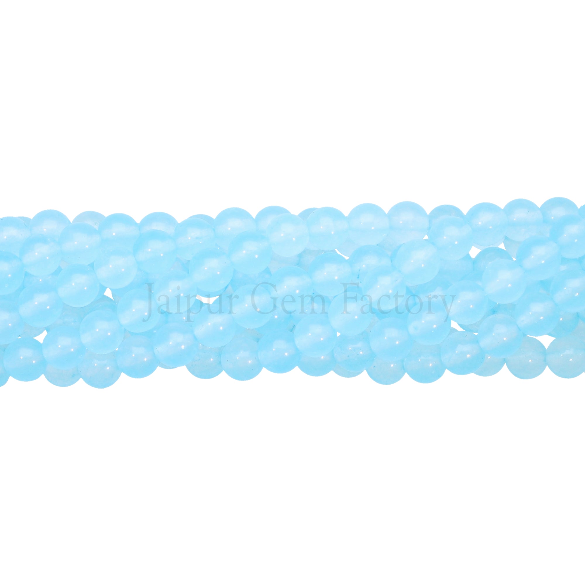 6 MM Sky Blue Jade Smooth Round Beads 15 Inches Strand