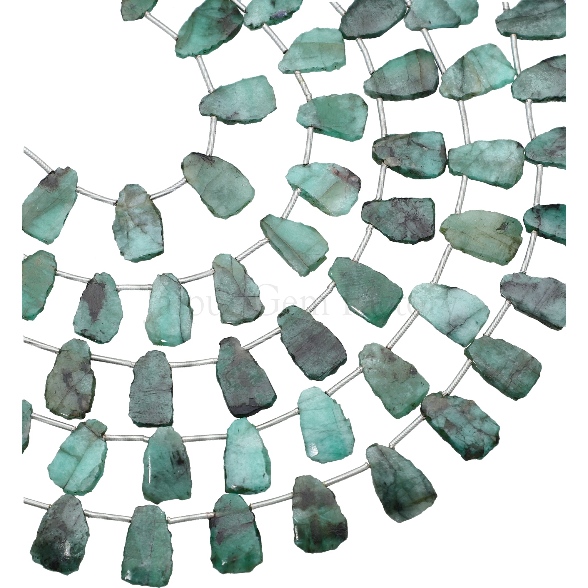 Smooth Emerald Uneven Slice Beads