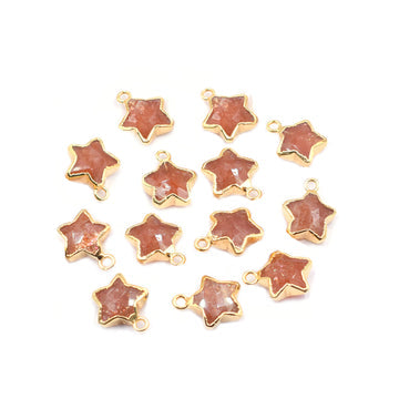 Sunstone Star Shape 10 To 11 MM Gold Electroplated Pendant (Set Of 2 Pcs)