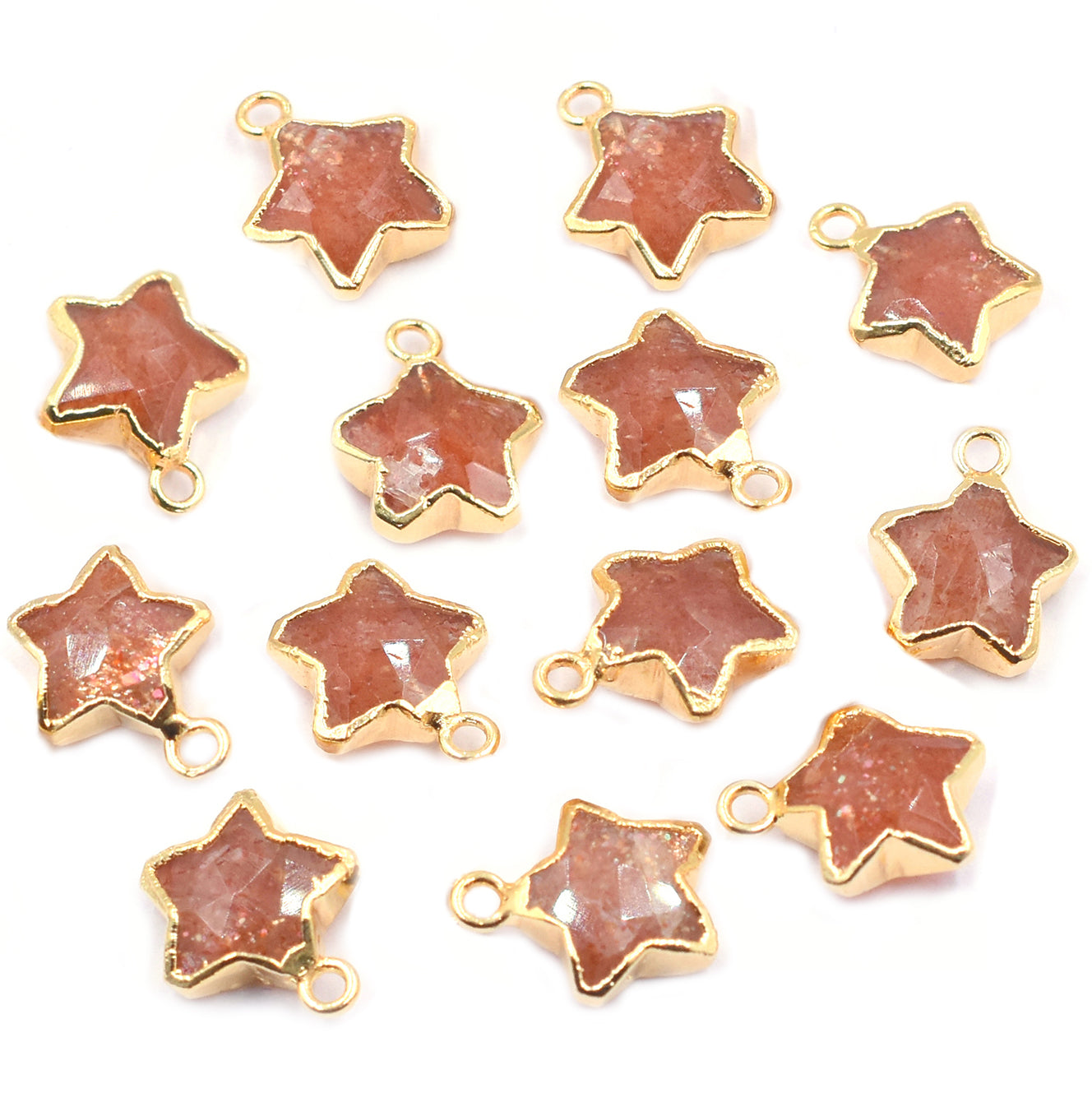 Sunstone Star Shape 10 To 11 MM Gold Electroplated Pendant (Set Of 2 Pcs)