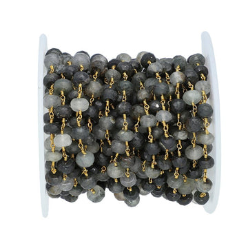 Tourmaline gemstone rondelle gold plated chain