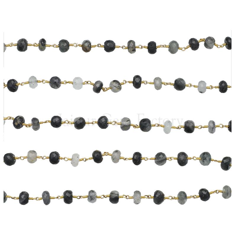 Tourmaline quartz gold plated chain for jewelry making