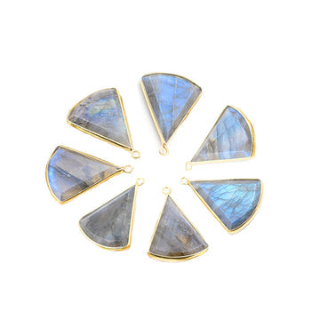 Labradorite triangle gemstone in silver vermeil bezel