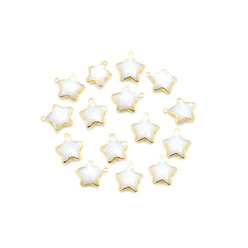 White Agate Star Shape 10 To 11 MM Gold Electroplated Pendant (Set Of 2 Pcs)