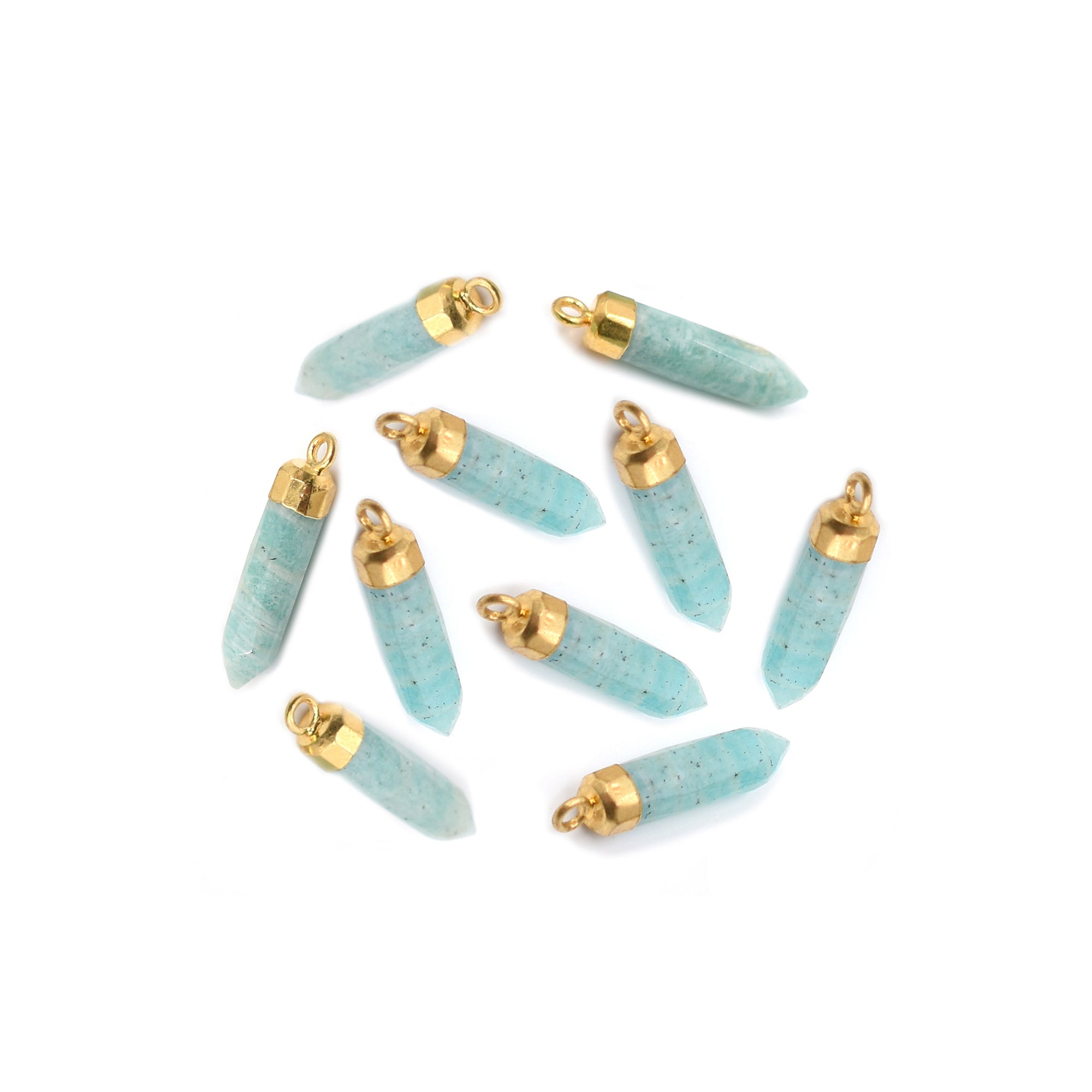 Wholesale Amazonite Bullet Gold Pendant
