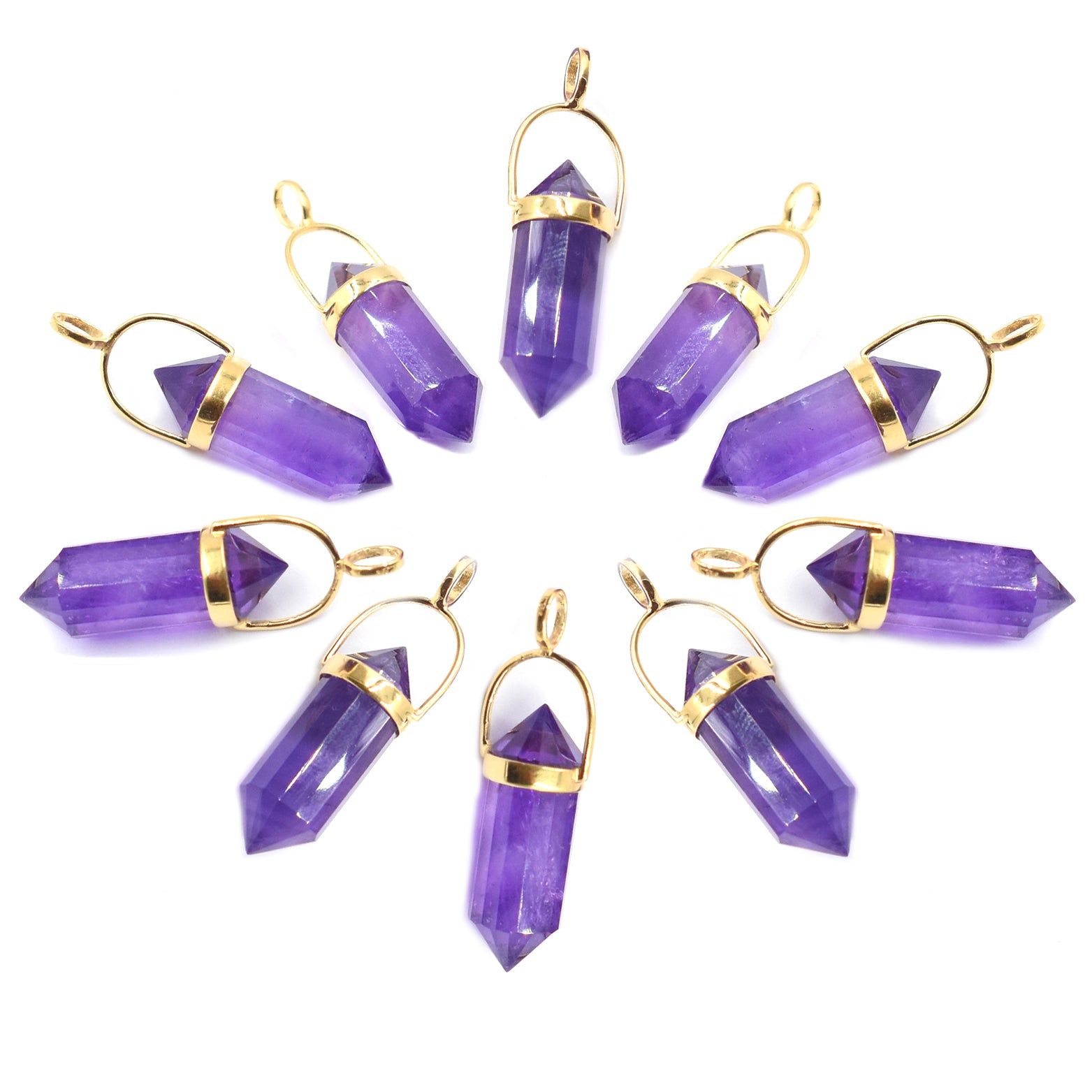 Wholesale Amethyst Pendant Bullet 24x10MM
