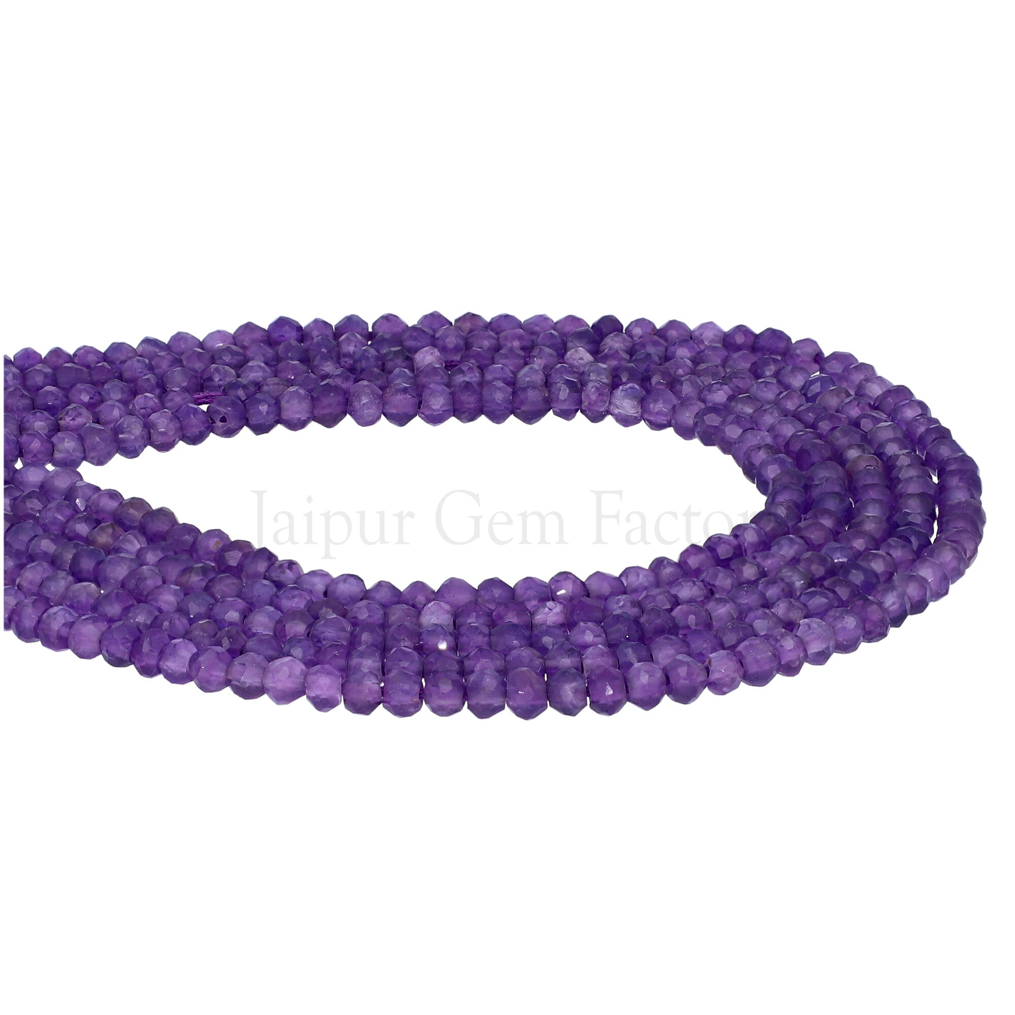 Amethyst Faceted Rondelle Shape Beads Strand