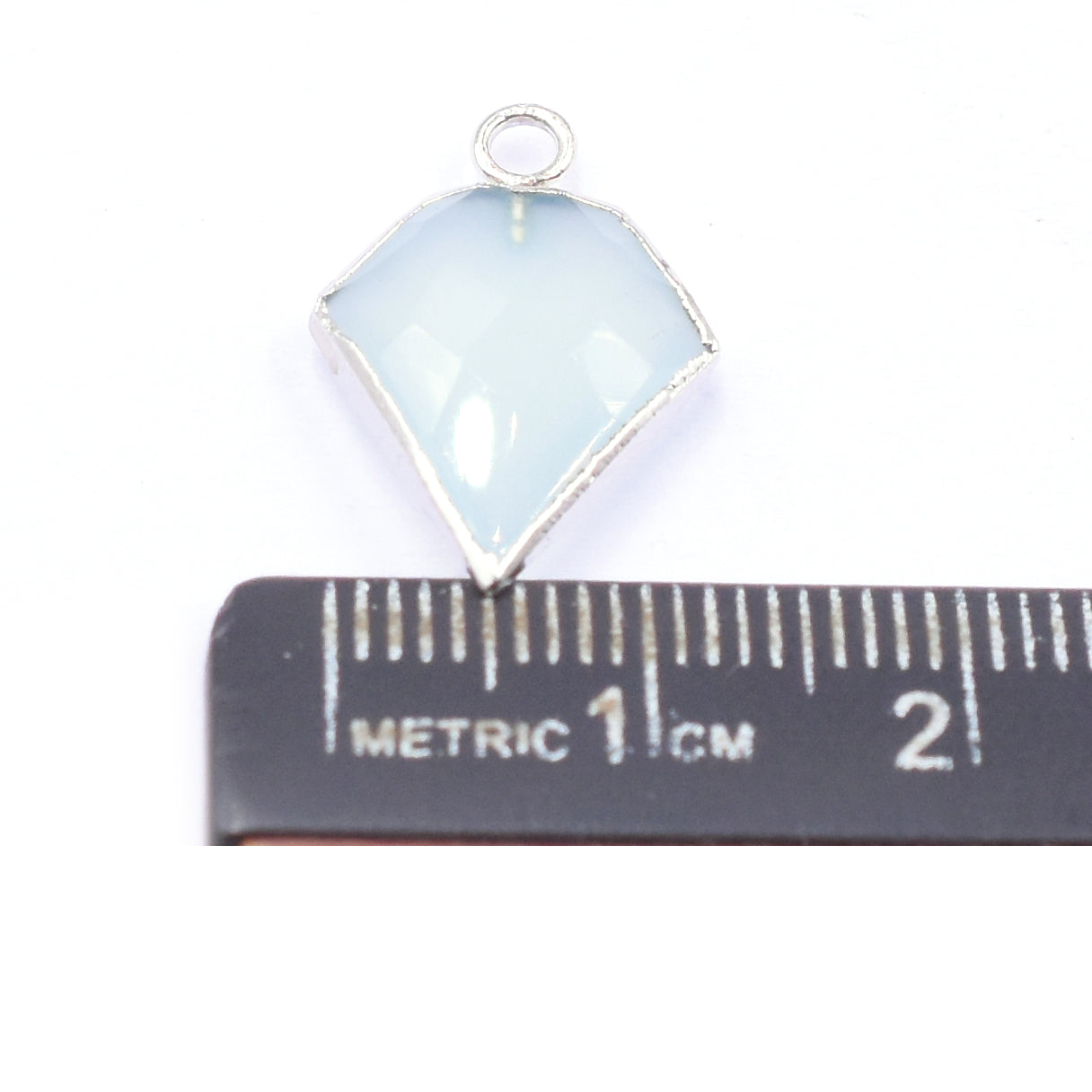 gemstone chalcedony silver charm

