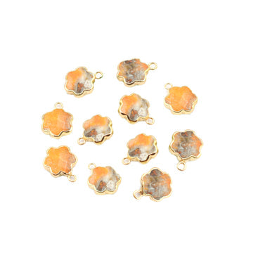 gold electroplated clover leaf jasper jewelry pendant