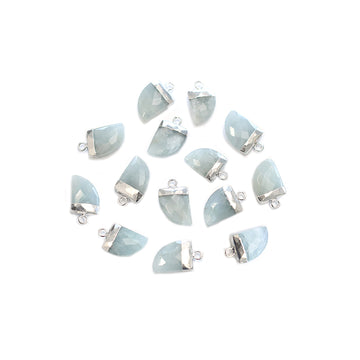 handcrafted silver plated aquamarine horn pendant