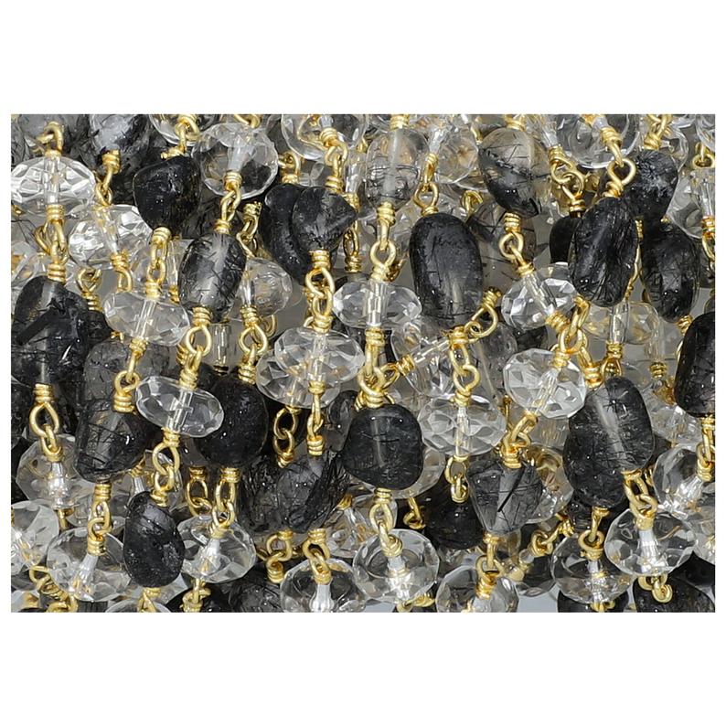 handcrafted tourmaline quartz gold plated chain