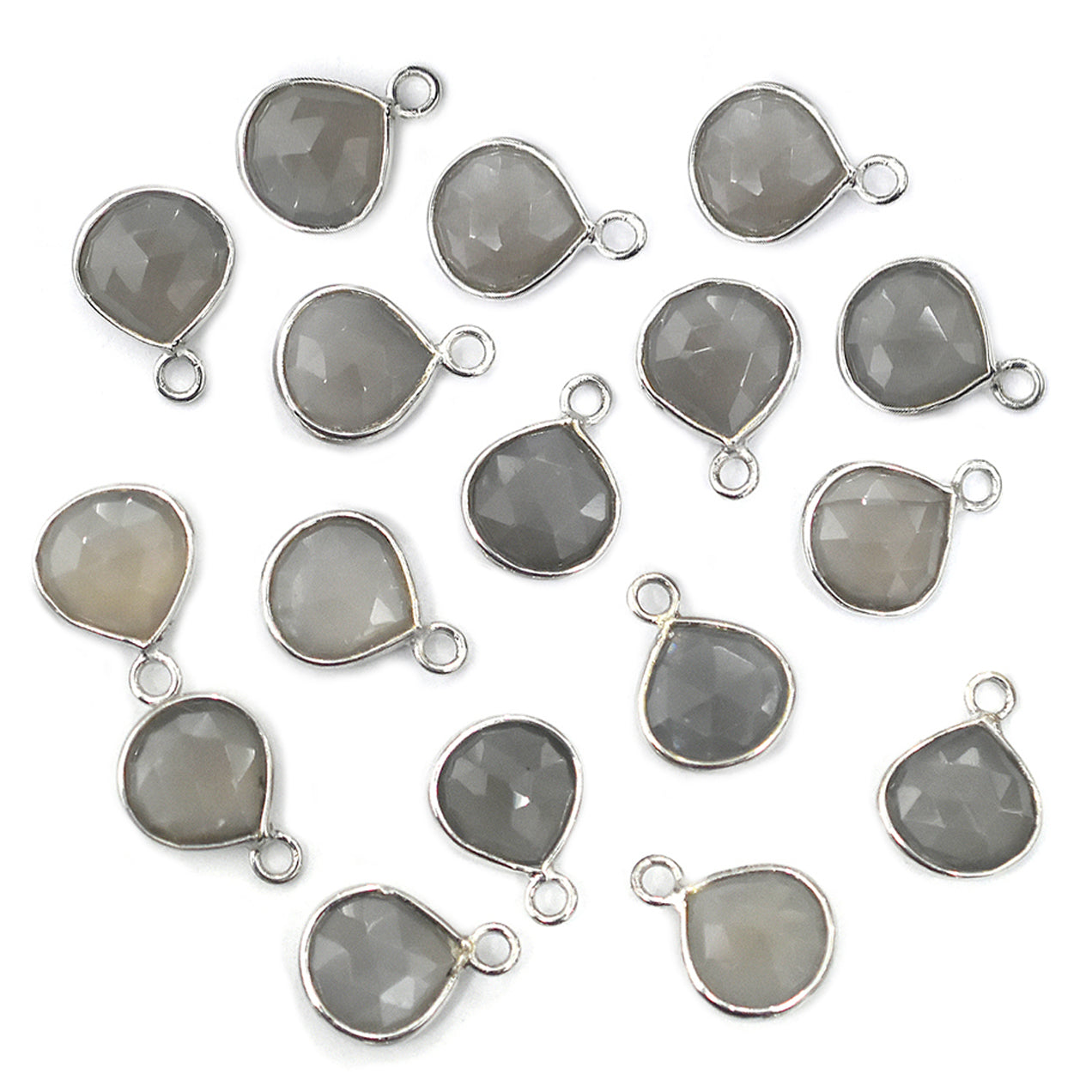 heart shaped silver plated moonstone charm

