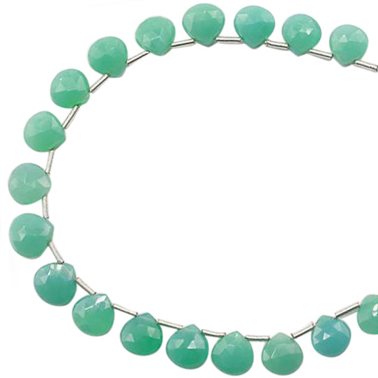 6.5 To 7 MM Chrysoprase Chalcedony Faceted Heart Shape Beads Strand