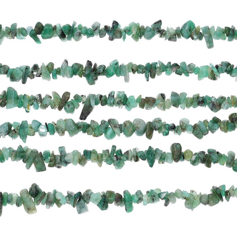 4 To 5 MM Raw Emerald Natural Emerald Chips Beads Strand