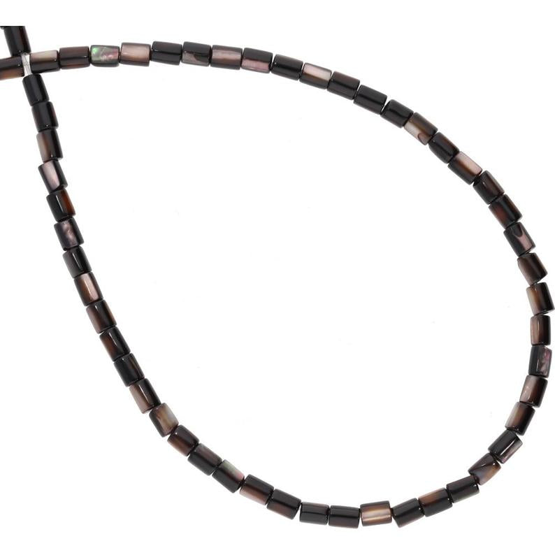 4 x 3 MM Dark Brown Mother Of Pearl Smooth Tube Shape Beads Strand