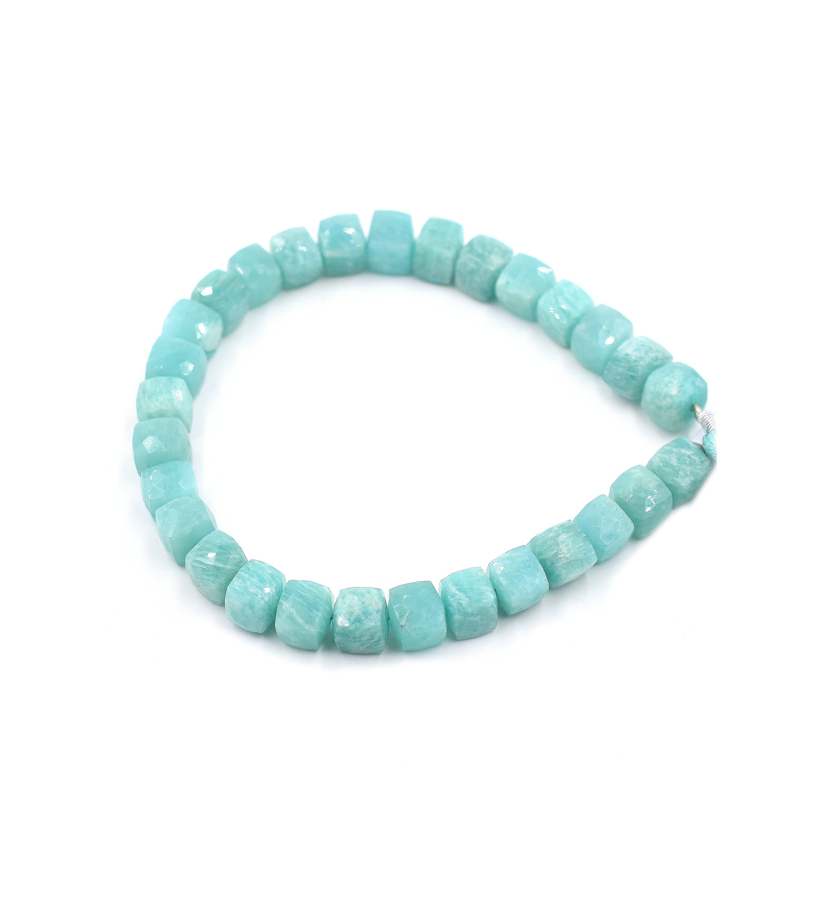 Amazonite 8 MM Faceted Cube Shape Beads Strand - Jaipur Gem Factory